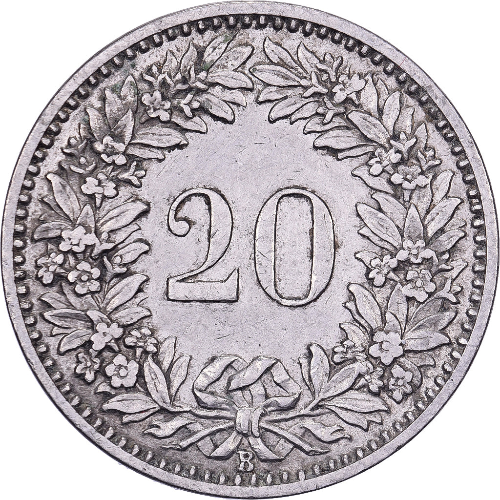 Switzerland, 20 Rappen, 1884, Bern, Nickel, VF(30-35), KM:29