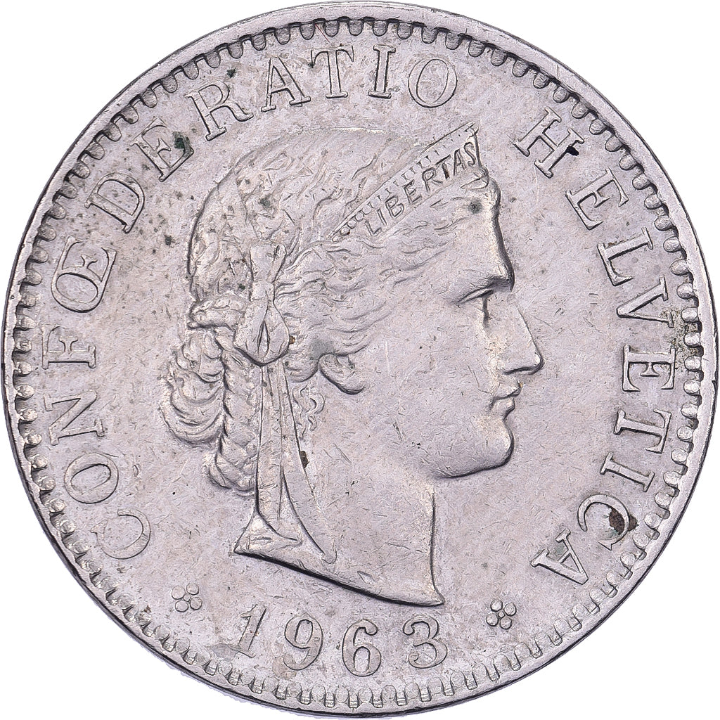 Suiza, 20 Rappen, 1963, Bern, Cobre - níquel, MBC, KM:29a