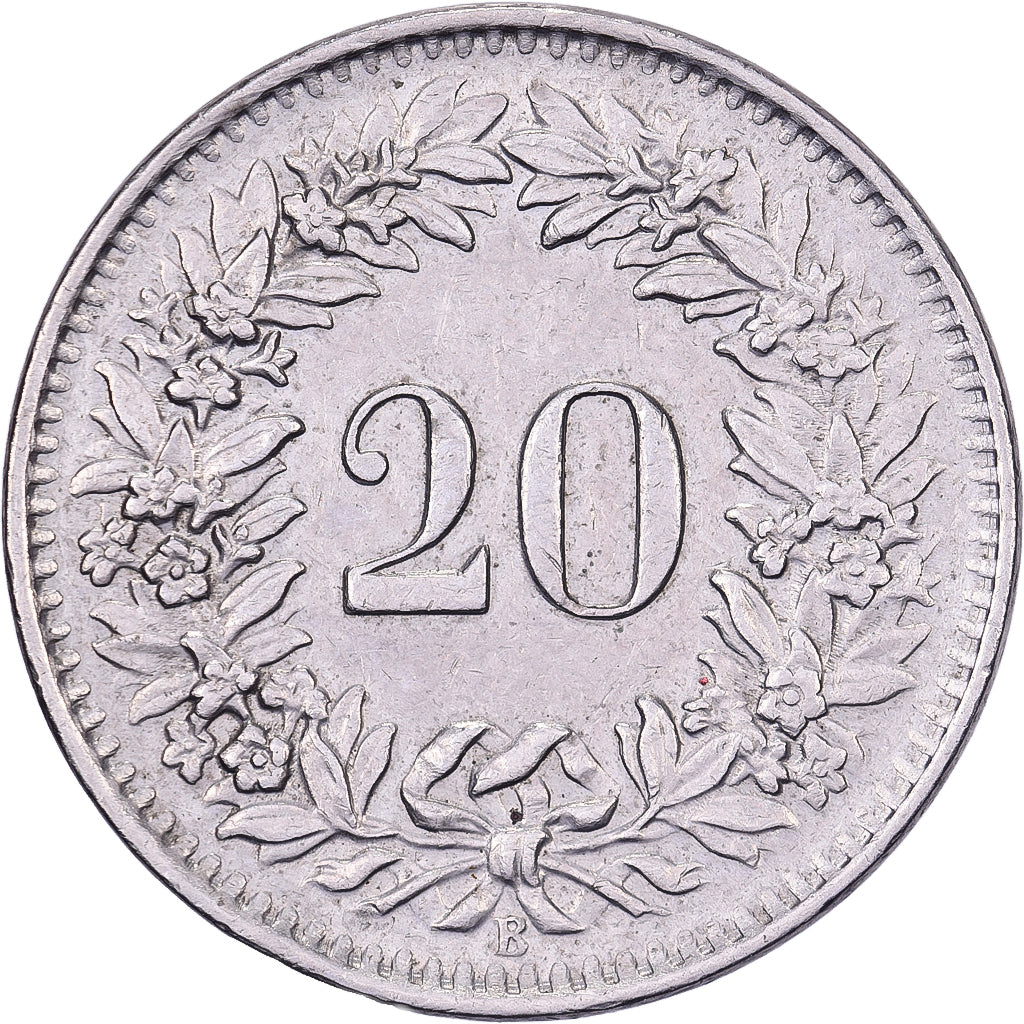 Suiza, 20 Rappen, 1963, Bern, Cobre - níquel, MBC, KM:29a