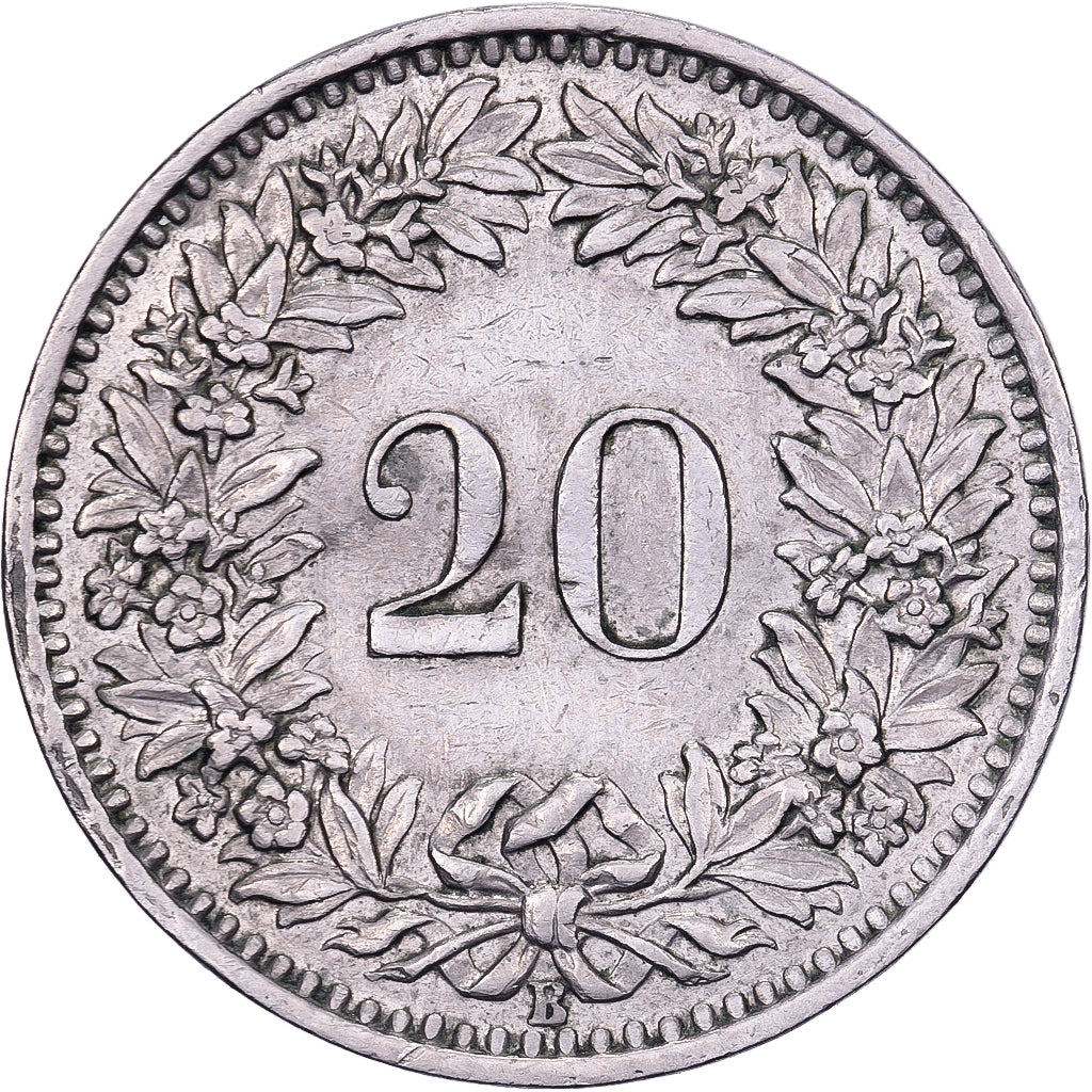 Suiza, 20 Rappen, 1955, Bern, Cobre - níquel, MBC, KM:29a