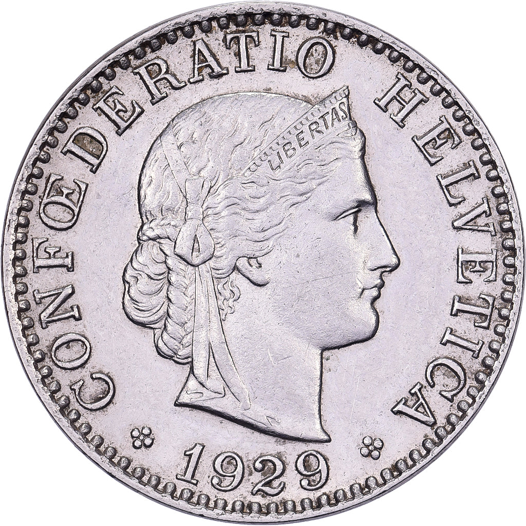 Schweiz, 20 Rappen, 1929, Bern, Nickel, SS+, KM:29
