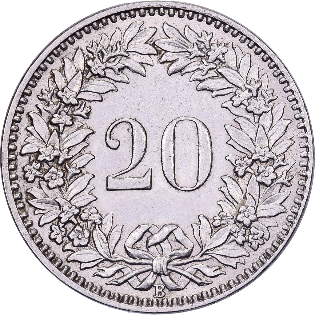 Schweiz, 20 Rappen, 1929, Bern, Nickel, SS+, KM:29