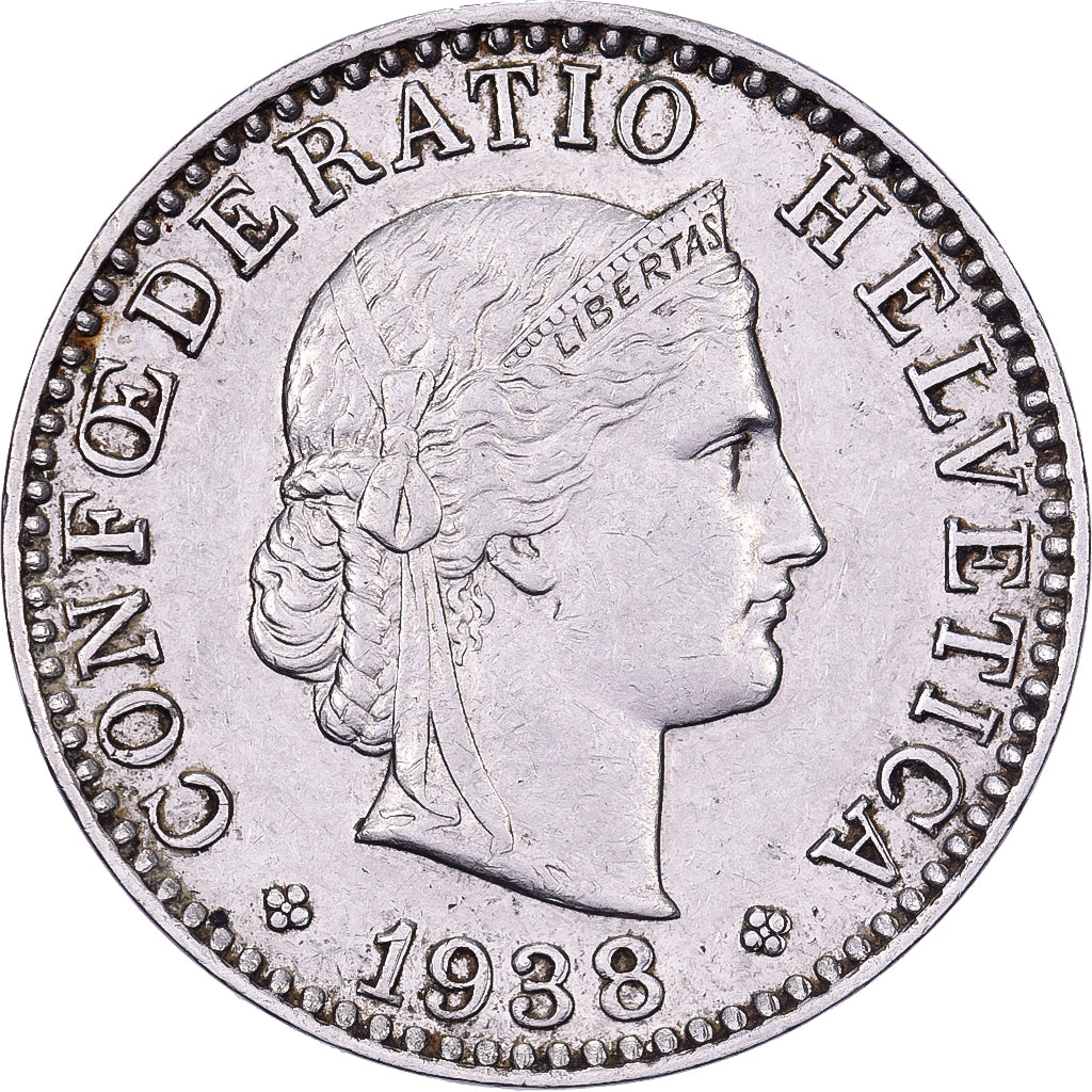 Suiza, 20 Rappen, 1938, Bern, Níquel, MBC+, KM:29