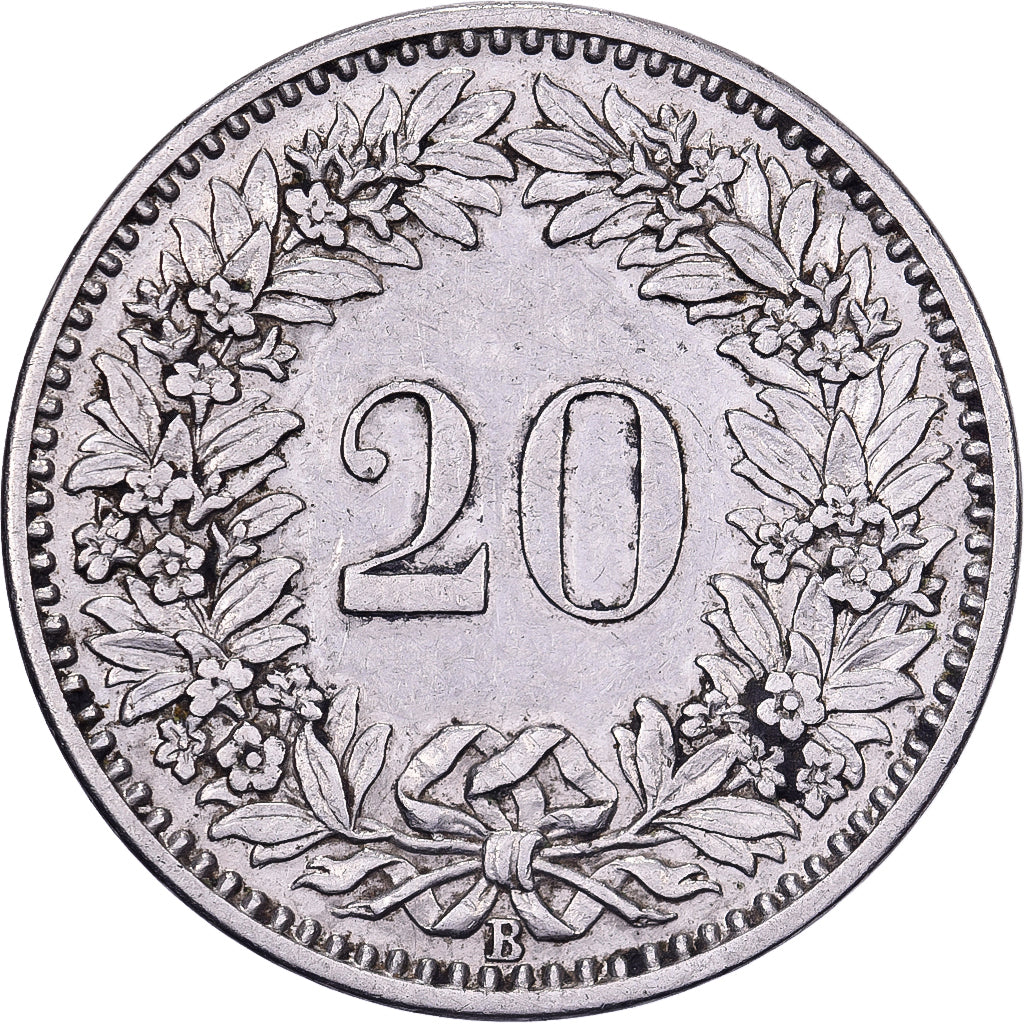 Switzerland, 20 Rappen, 1902, Bern, Nickel, AU(50-53), KM:29