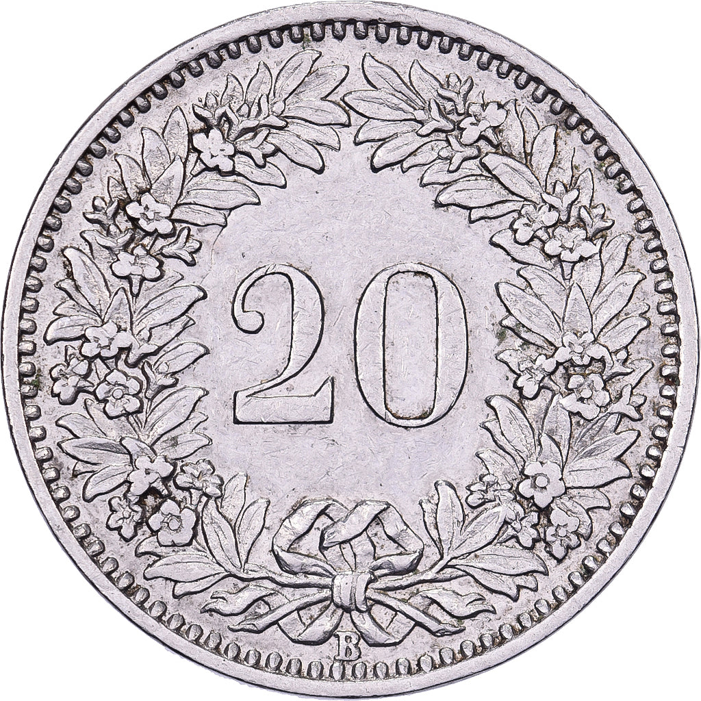 Svizzera, 20 Rappen, 1907, Bern, Nichel, BB+, KM:29