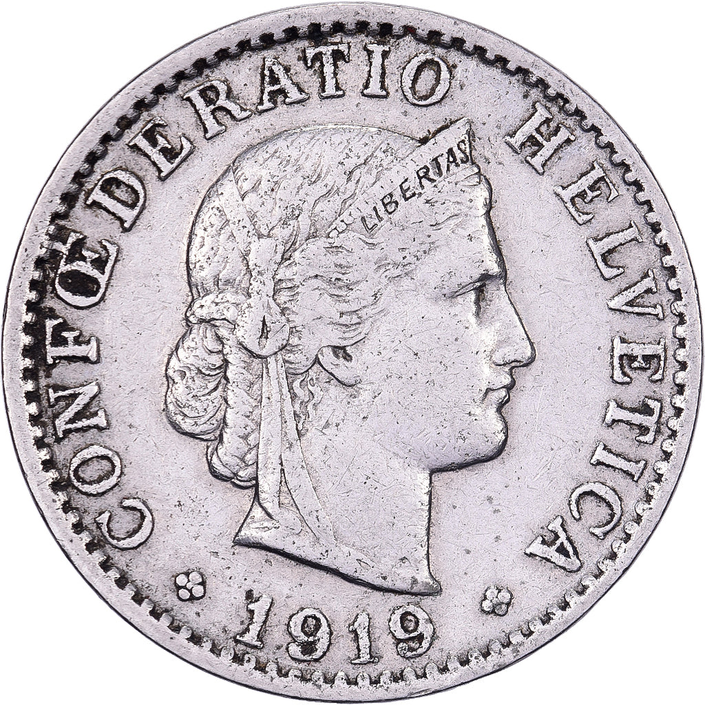 Svizzera, 20 Rappen, 1919, Bern, Nichel, BB, KM:29