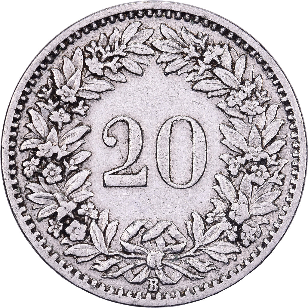Svizzera, 20 Rappen, 1919, Bern, Nichel, BB, KM:29