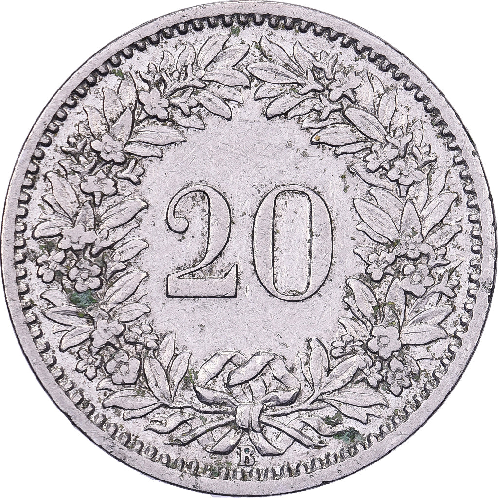 Svizzera, 20 Rappen, 1901, Bern, Nichel, MB+, KM:29