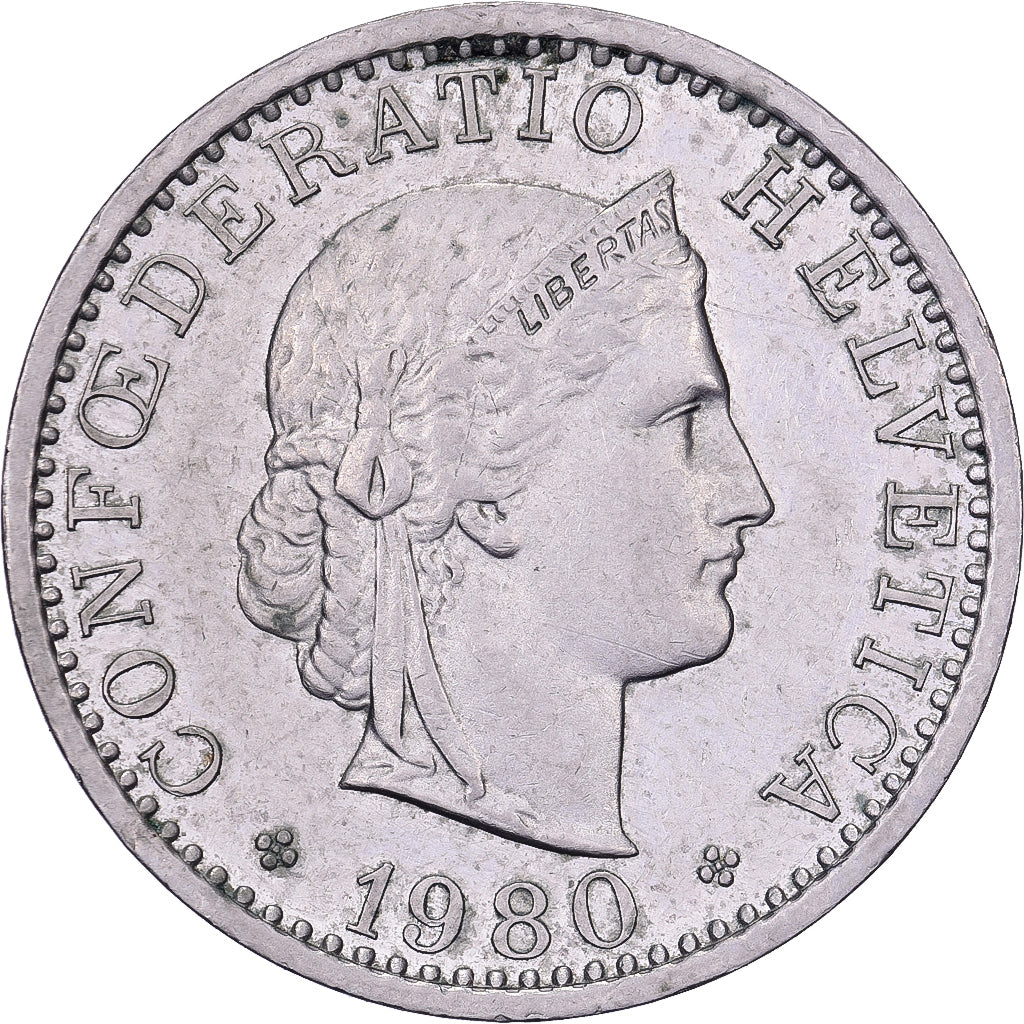 Svizzera, 20 Rappen, 1980, Bern, Rame-nichel, BB+, KM:29a