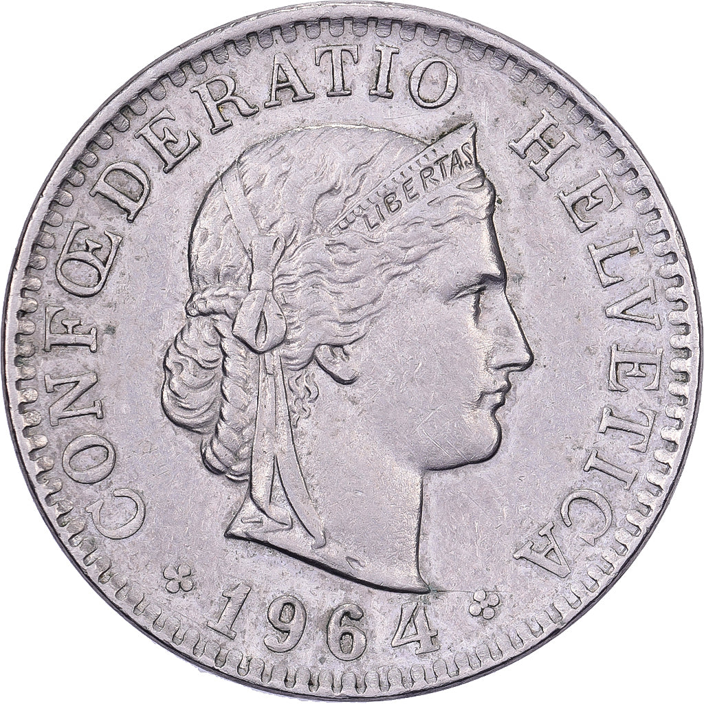 Switzerland, 20 Rappen, 1964, Bern, Copper-nickel, EF(40-45), KM:29a