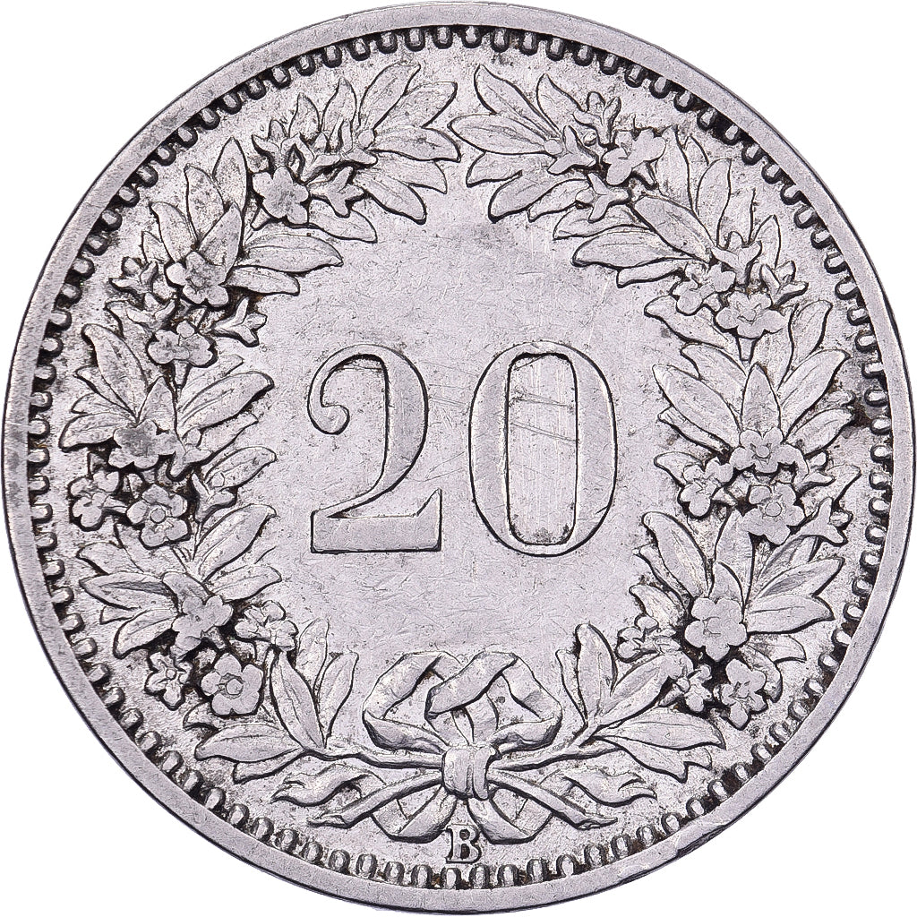 Svizzera, 20 Rappen, 1903, Bern, Nichel, MB+, KM:29