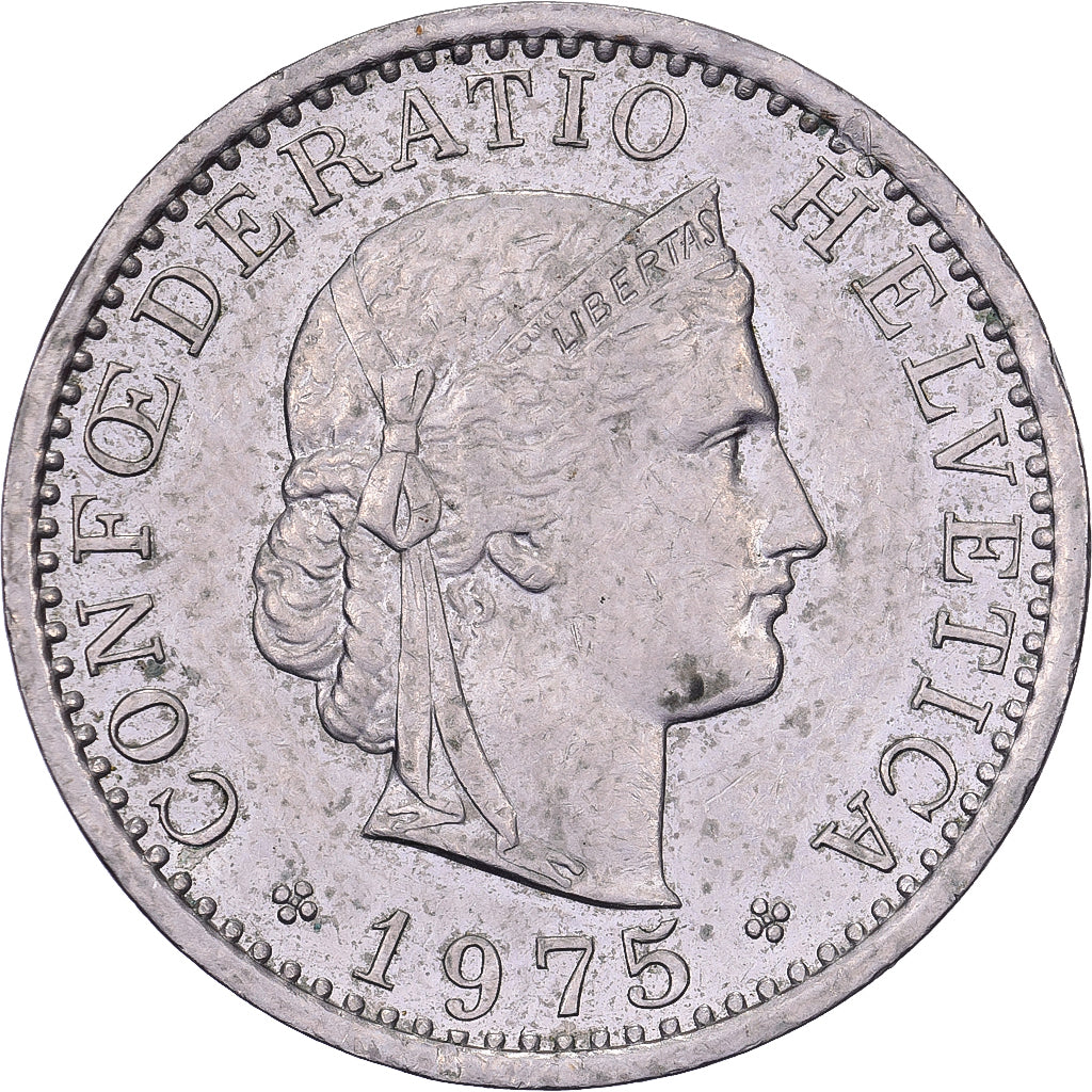Switzerland, 20 Rappen, 1975, Bern, Copper-nickel, AU(50-53), KM:29a