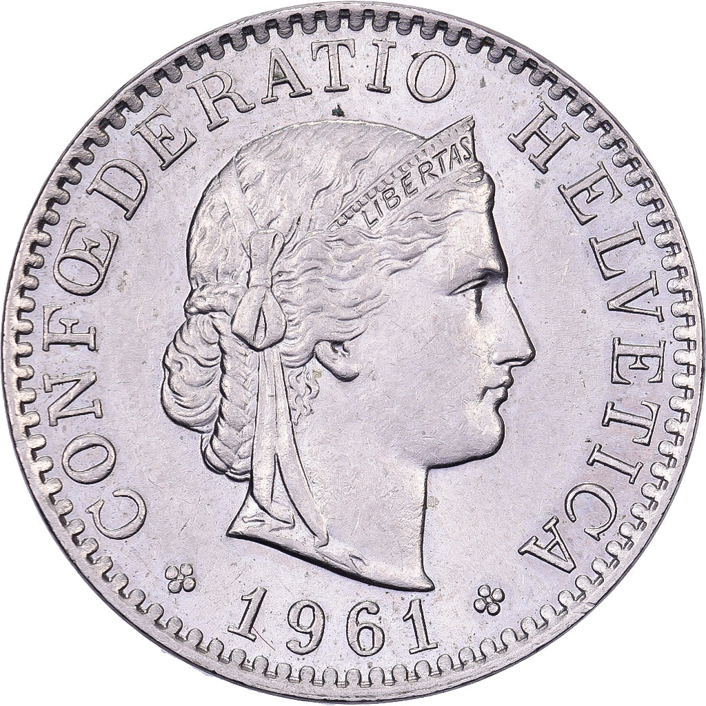 Svizzera, 20 Rappen, 1961, Bern, Rame-nichel, BB+, KM:29a