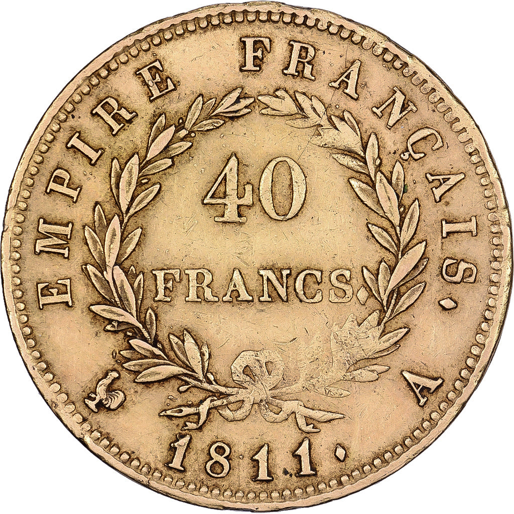 Frankrijk, Napoleon I, 40 Francs, 1811, Paris, Goud, ZF, Gadoury:1084, KM:696.1