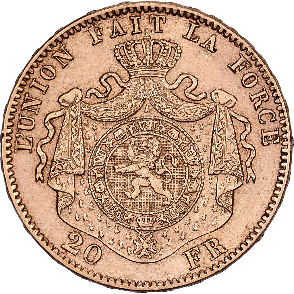 Belgique, Leopold II, 20 Francs, 20 Frank, 1877, Bruxelles, Or, TTB+, KM:37