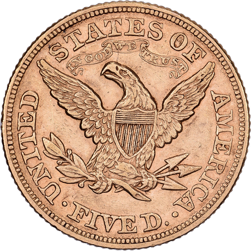 Estados Unidos da América, $5, Half Eagle, Coronet Head, 1880, U.S. Mint