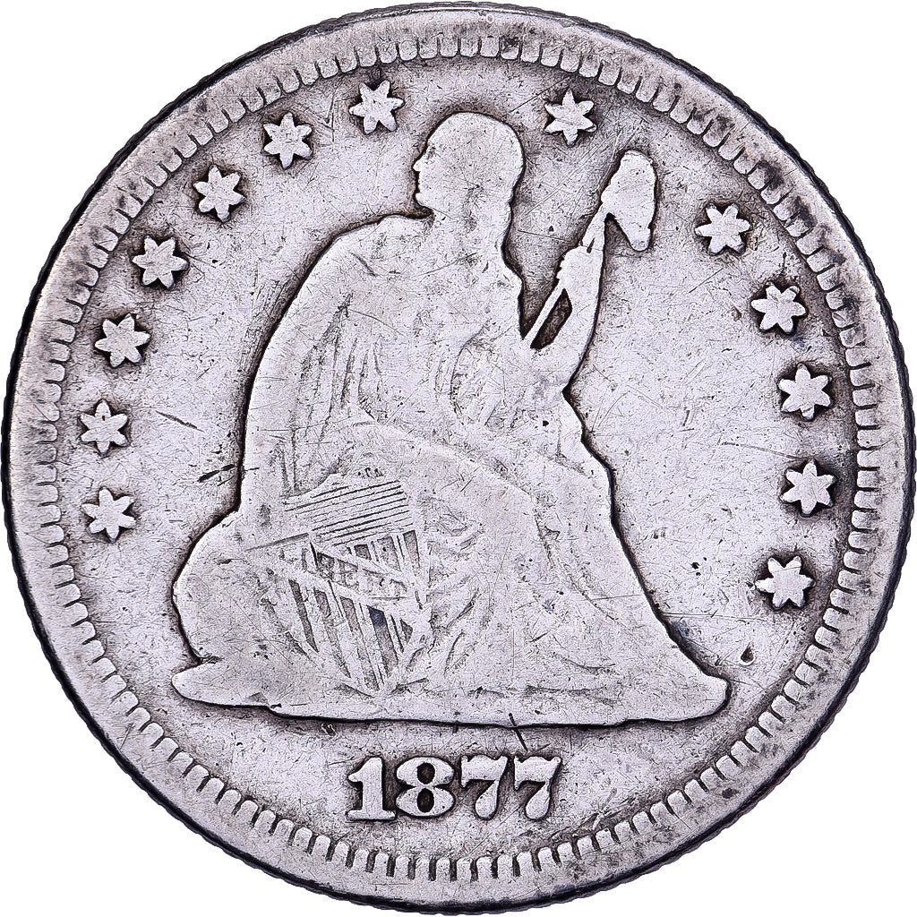 Stati Uniti, Quarter, Seated Liberty, 1877, U.S. Mint, Argento, MB, KM:A98