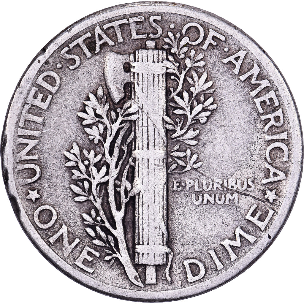 Estados Unidos, Dime, Mercury, 1943, U.S. Mint, Plata, BC+, KM:140