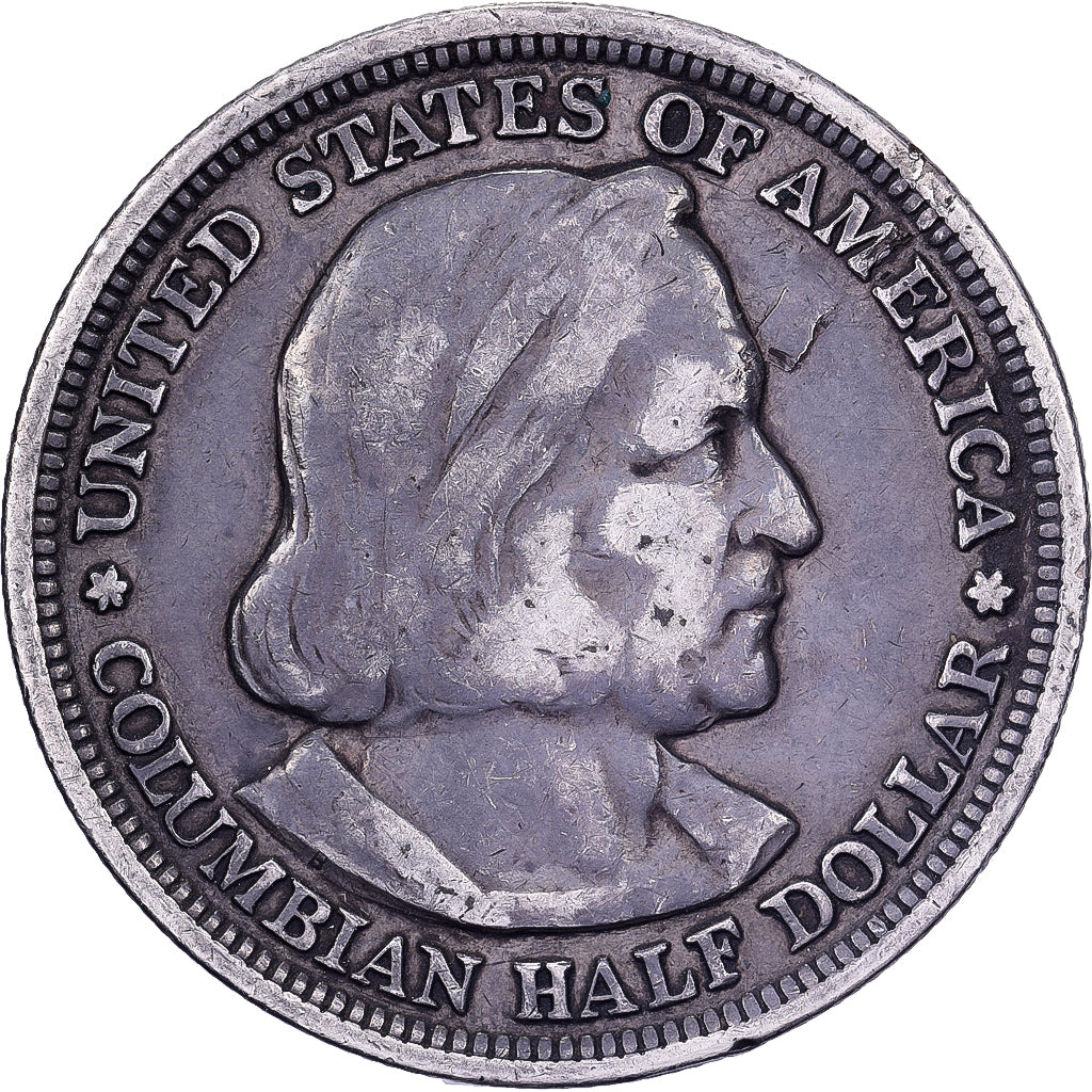 États-Unis, Half Dollar, 1893, Philadelphie, Columbian Exposition, Argent, TB+