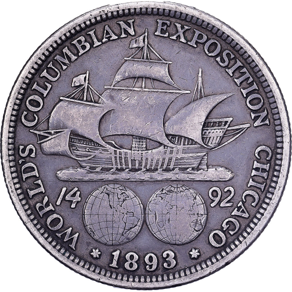 États-Unis, Half Dollar, 1893, Philadelphie, Columbian Exposition, Argent, TB+