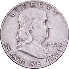 United States, Half Dollar, Franklin, 1948, U.S. Mint, Silver, VF(30-35), KM:199