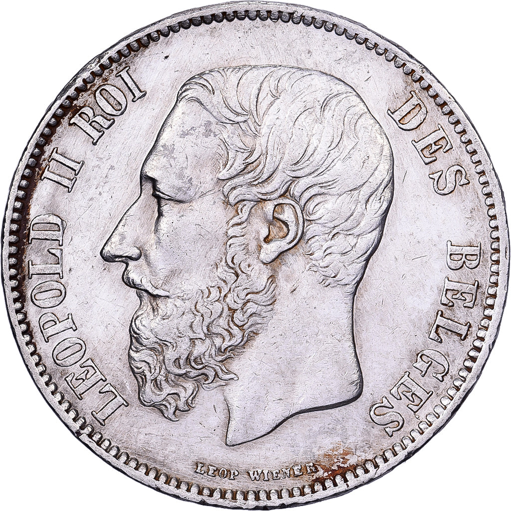 Bélgica, Leopold II, 5 Francs, 5 Frank, 1870, Brussels, Plata, MBC, KM:24