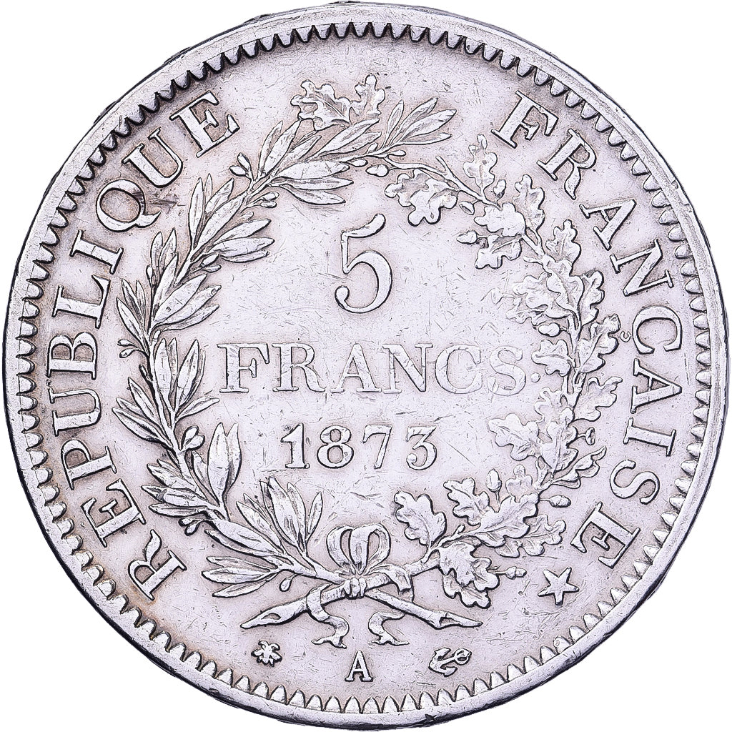 France, 5 Francs, Hercule, 1873, Paris, Silver, EF(40-45), Gadoury:745a
