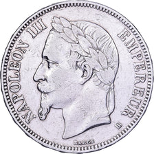 France, 5 Francs, 1869, Strasbourg, Silver, EF(40-45), Gadoury:739, KM:799.2