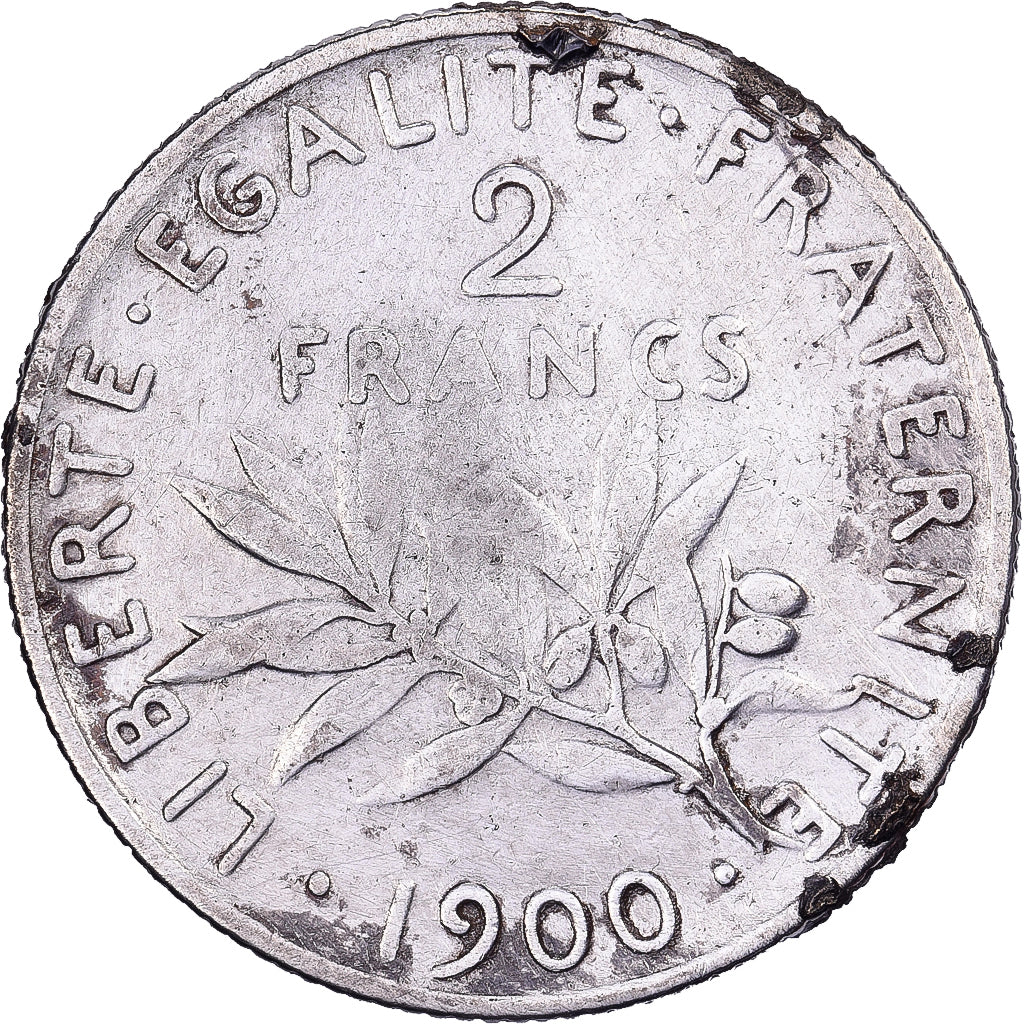 França, 2 Francs, Semeuse, 1900, Paris, Prata, VF(20-25), Gadoury:532, KM:845.1