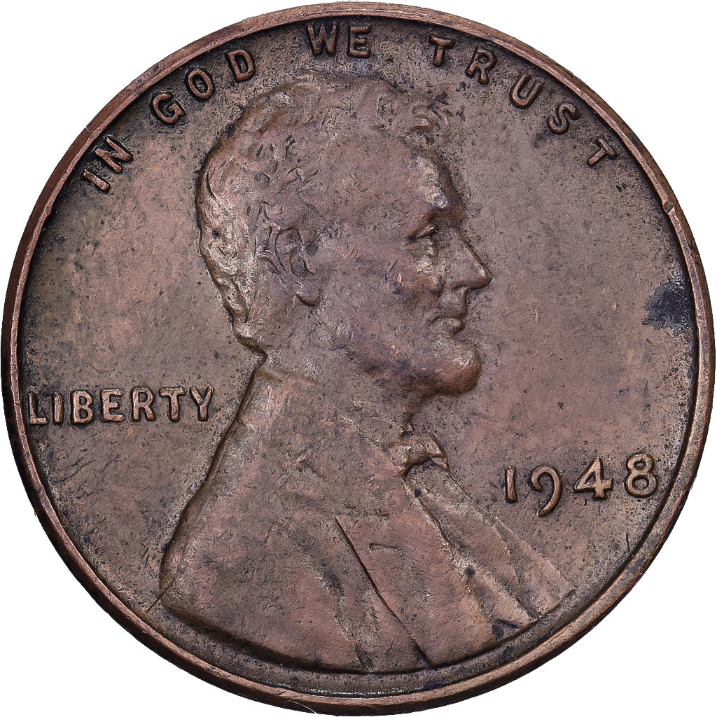 Estados Unidos, Cent, Lincoln, 1948, U.S. Mint, Latón, MBC, KM:A132