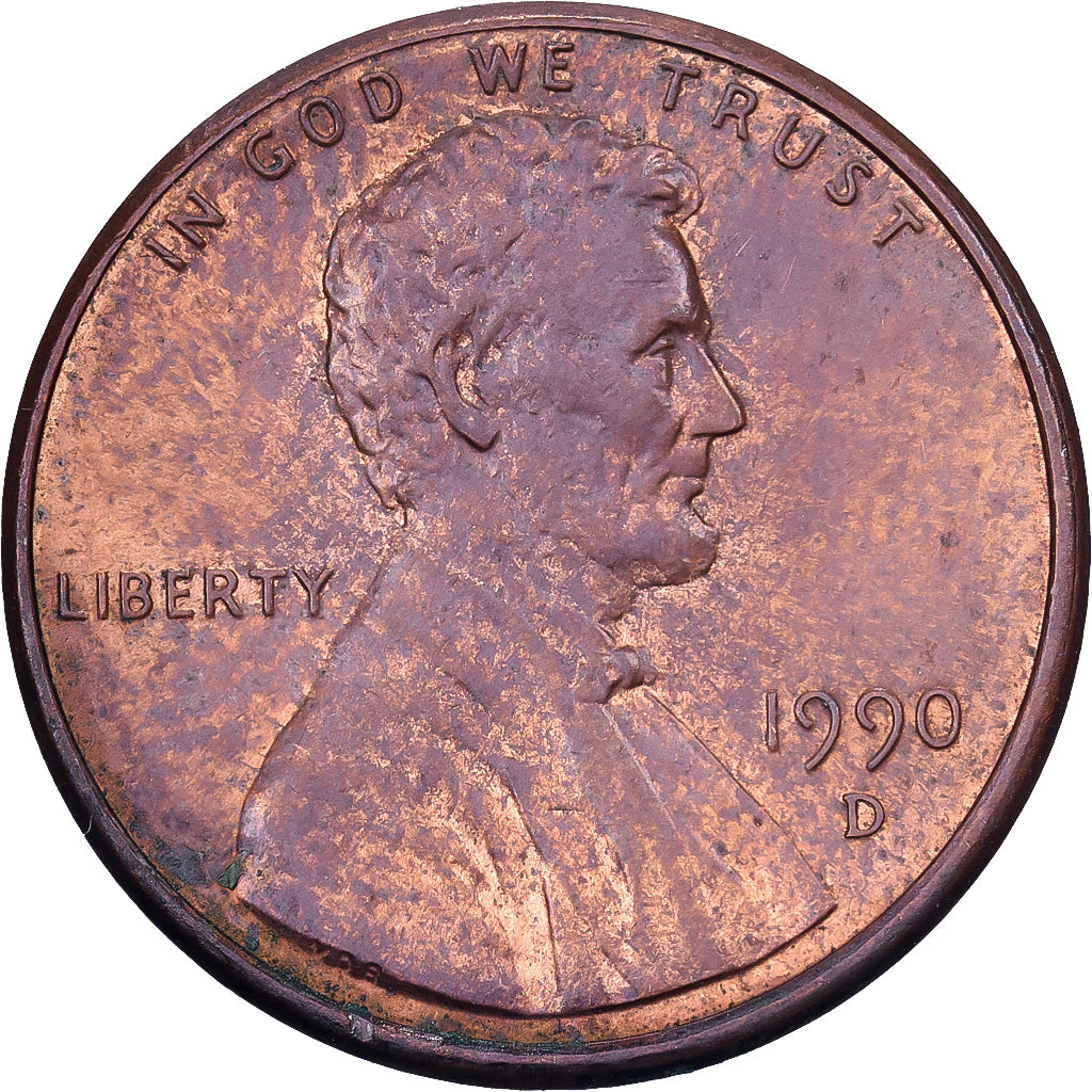 United States, Cent, Lincoln Cent, 1990, U.S. Mint, Copper Plated Zinc