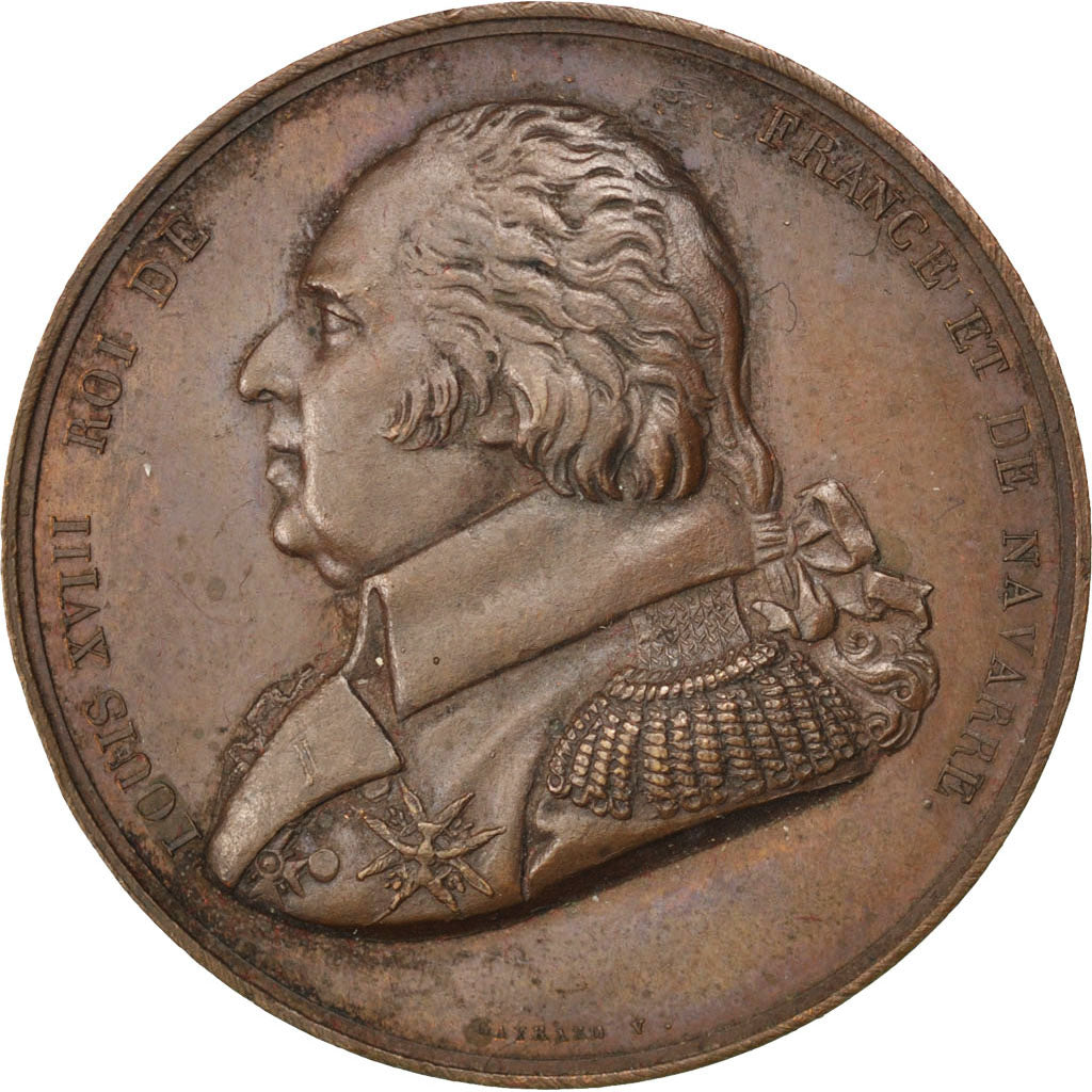 Francia, medalla, Louis XVIII, 1816, Cobre, Gayrard, MBC+
