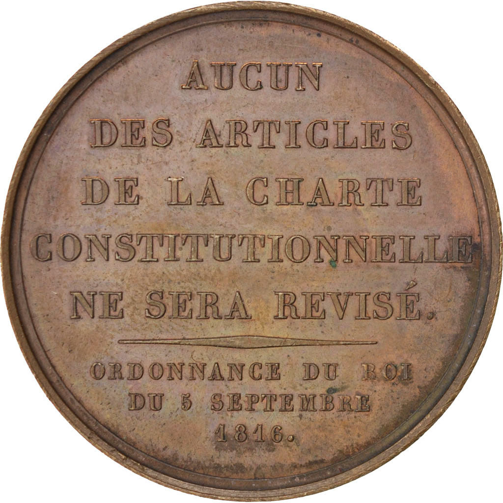 Francia, medalla, Louis XVIII, 1816, Cobre, Gayrard, MBC+