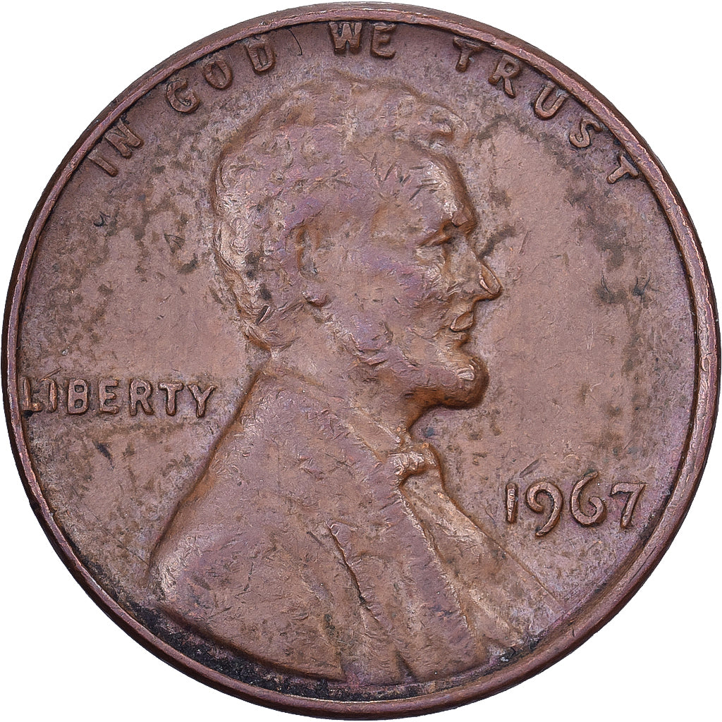 Stati Uniti, Cent, Lincoln, 1967, U.S. Mint, Ottone, BB, KM:201