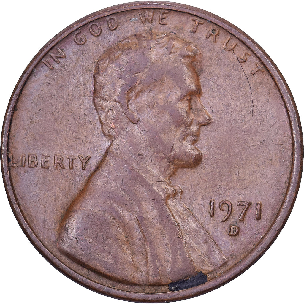 United States, Cent, Lincoln, 1971, U.S. Mint, Brass, AU(50-53), KM:201