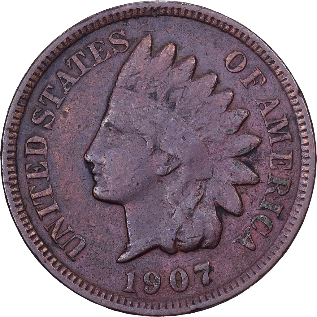 United States, Cent, Indian Head, 1907, U.S. Mint, Bronze, EF(40-45), KM:90a