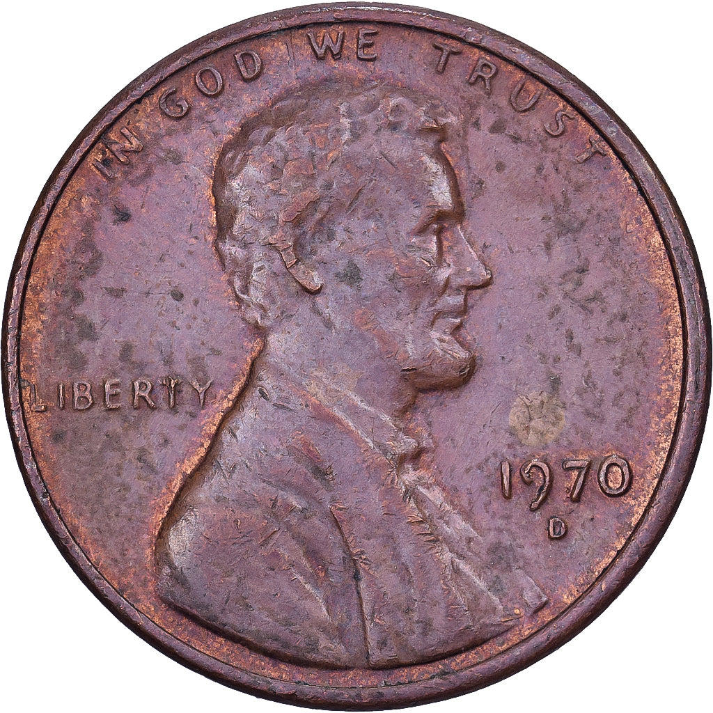 Estados Unidos, Cent, Lincoln, 1970, U.S. Mint, Latón, MBC, KM:201