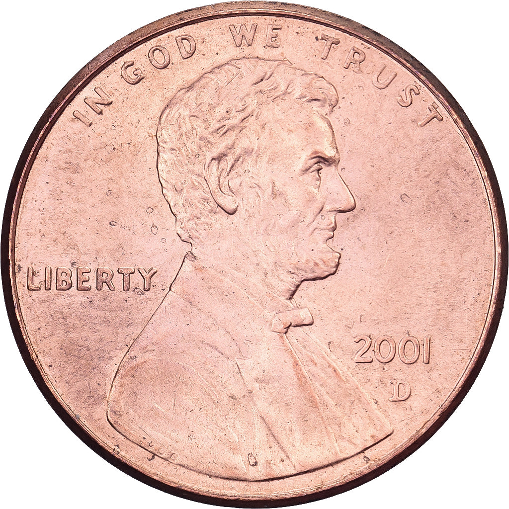 États-Unis, Cent, Lincoln, 2001, U.S. Mint, Copper Plated Zinc, TTB+, KM:201b