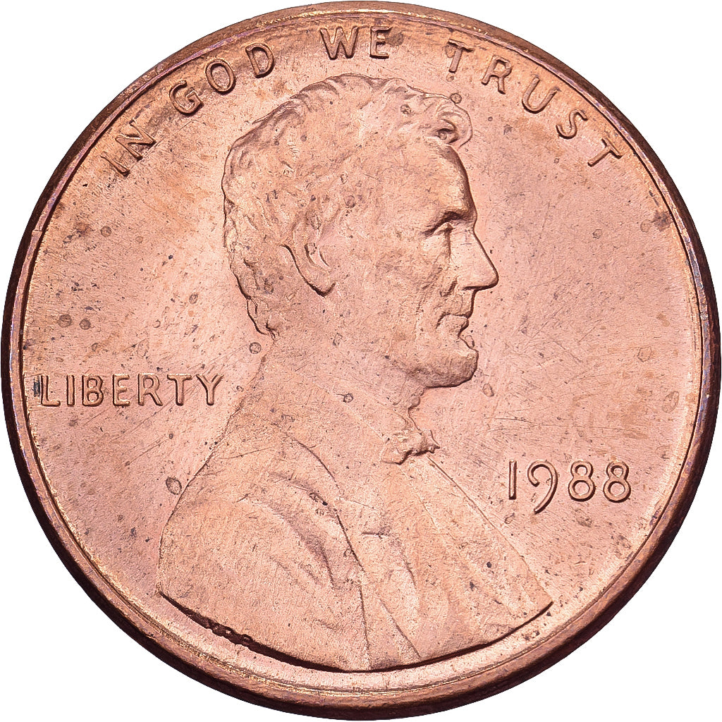 United States, Cent, Lincoln, 1988, U.S. Mint, Copper Plated Zinc, AU(50-53)