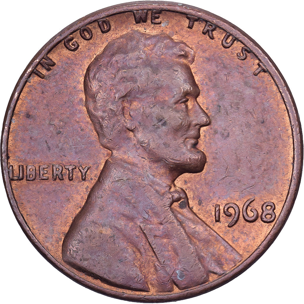 Estados Unidos, Cent, Lincoln, 1968, U.S. Mint, Latón, MBC, KM:201