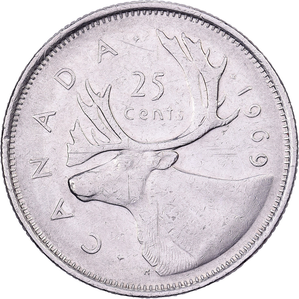Canada, Elizabeth II, 25 Cents, 1969, Royal Canadian Mint, Nikiel, AU(50-53)