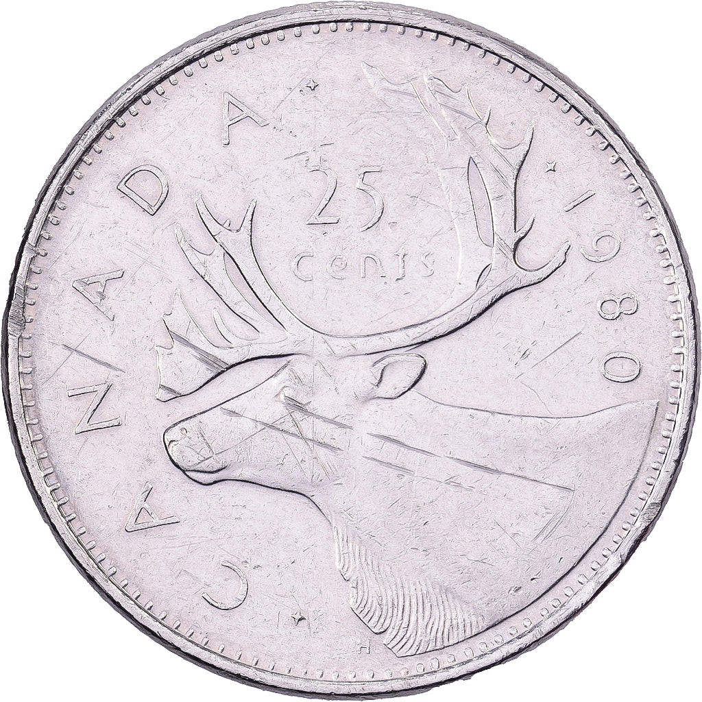 Canada, Elizabeth II, 25 Cents, 1980, Royal Canadian Mint, Nickel, AU(50-53)
