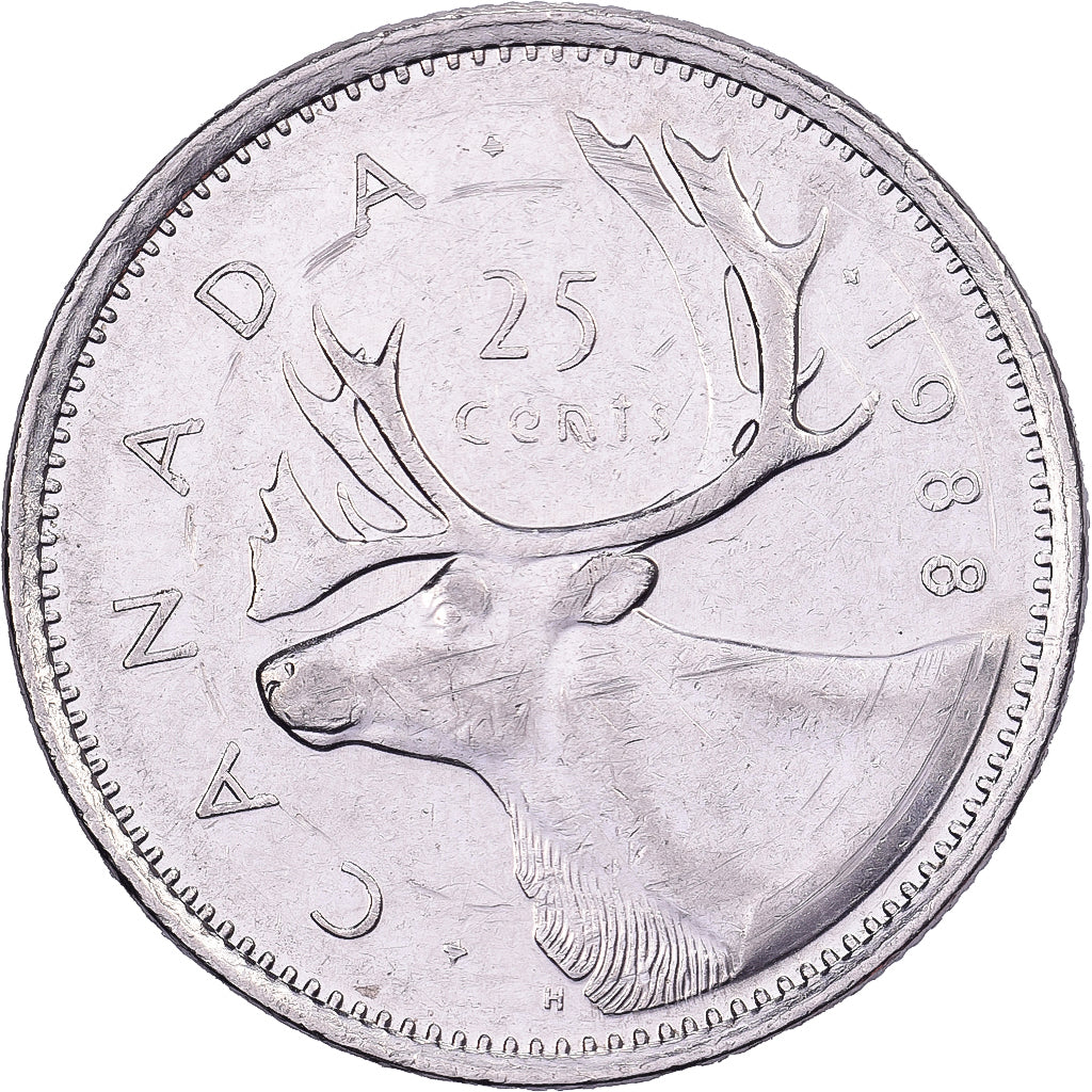 Canadá, Elizabeth II, 25 Cents, 1988, Royal Canadian Mint, Níquel, AU(50-53)