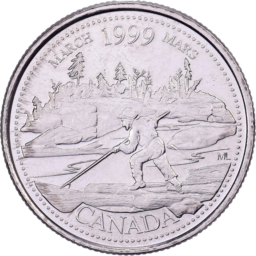 Canadá, Elizabeth II, 25 Cents, 1999, Royal Canadian Mint, Níquel, AU(55-58)