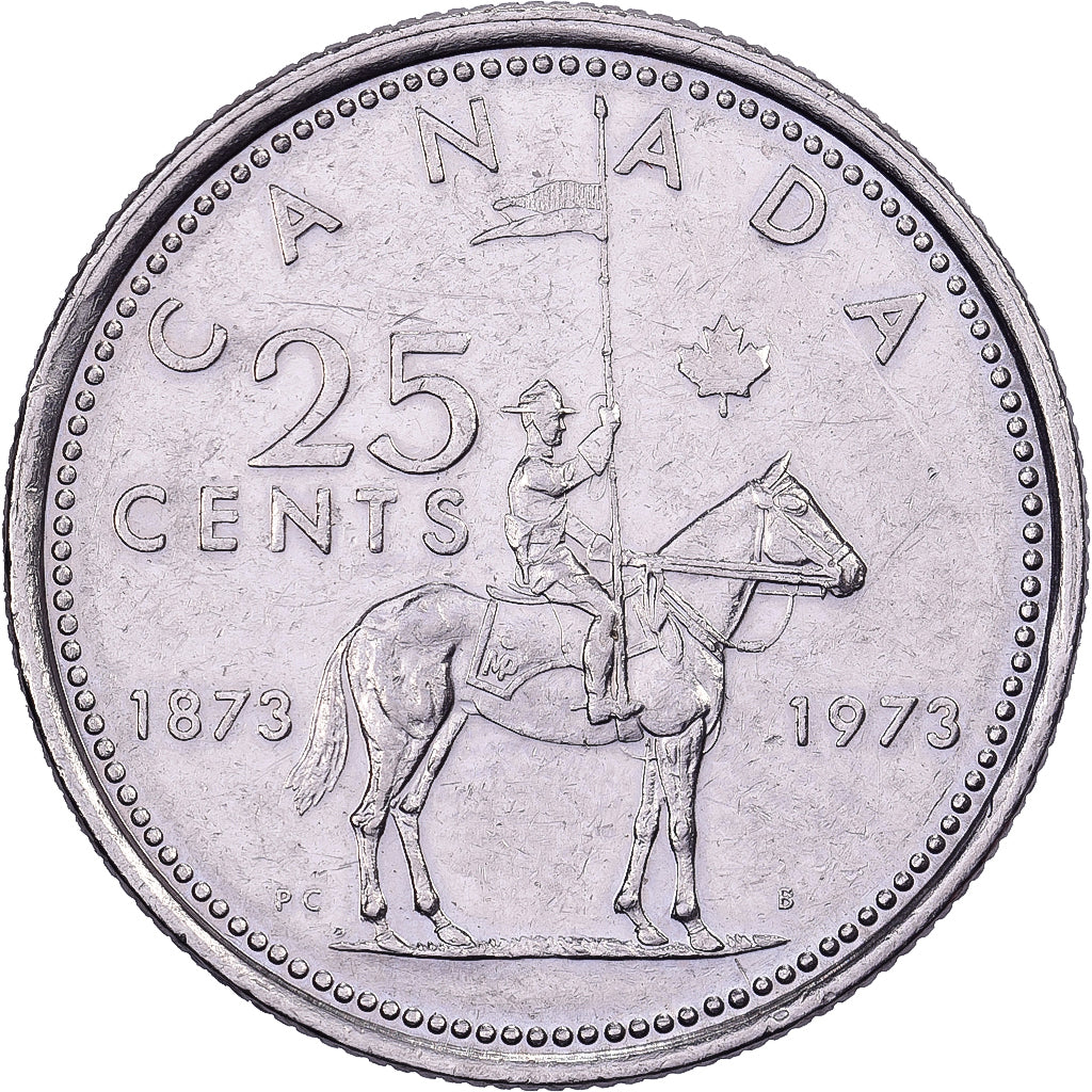 Canadá, Elizabeth II, 25 Cents, 1873-1973, Royal Canadian Mint, Níquel