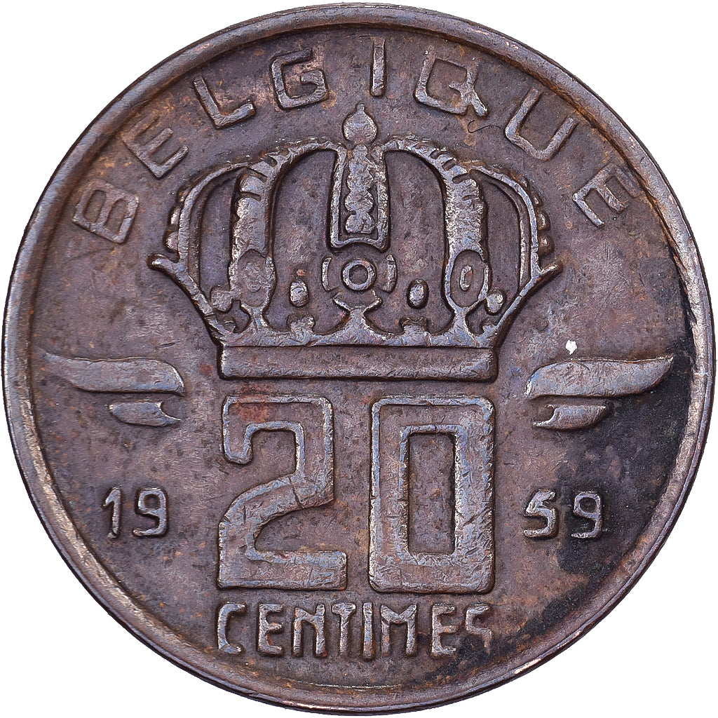 Belgique, Baudouin I, 20 Centimes, 1959, Bruxelles, Bronze, TTB, KM:146