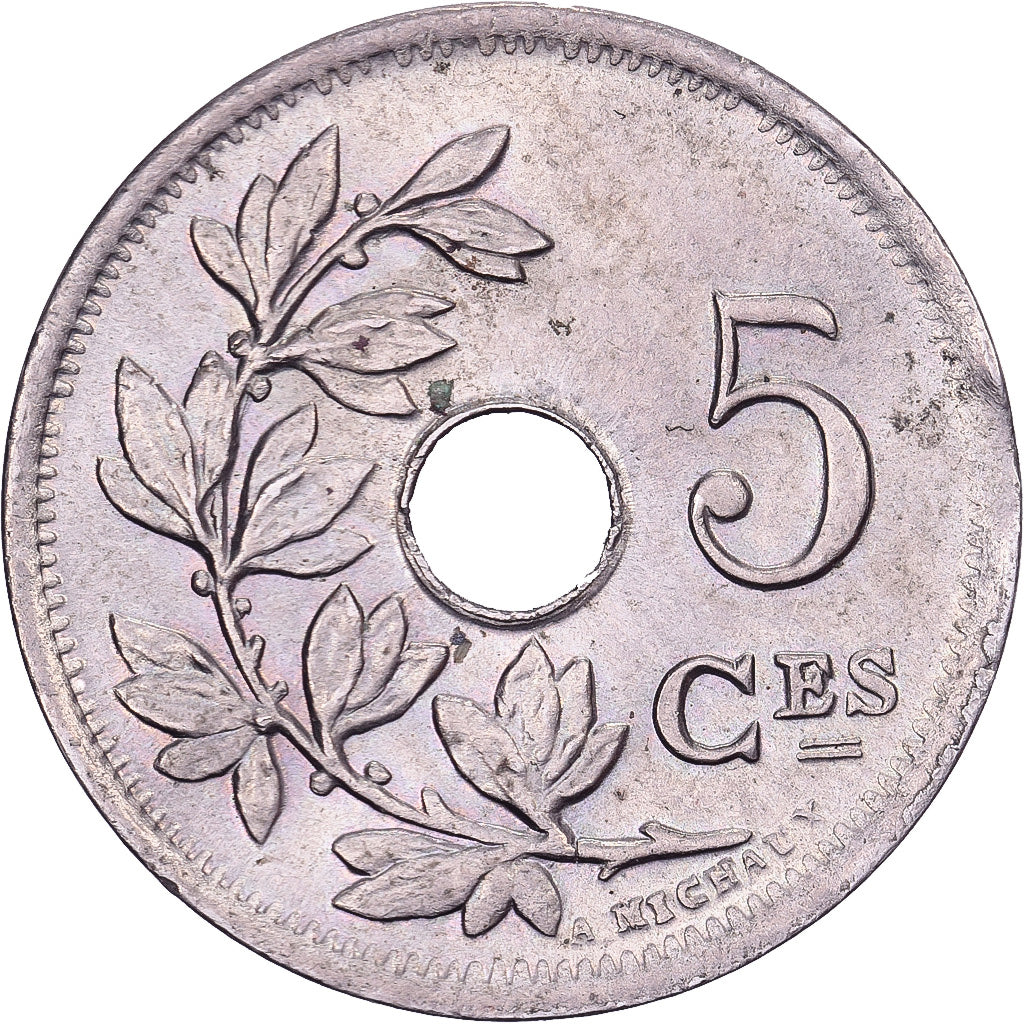 Belgio, Albert I, 5 Centimes, 1925, Brussels, Rame-nichel, BB+, KM:66