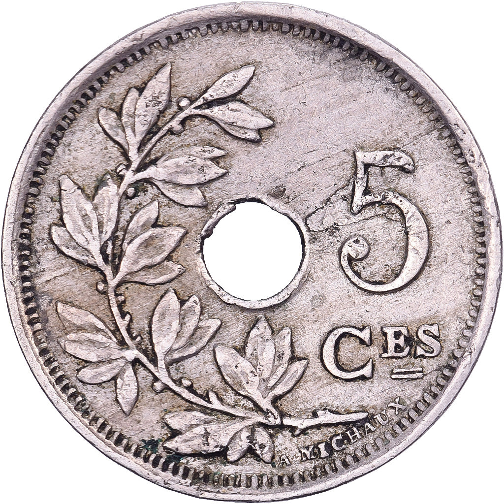 Bélgica, Albert I, 5 Centimes, 1925, Brussels, Cobre - níquel, BC+, KM:66