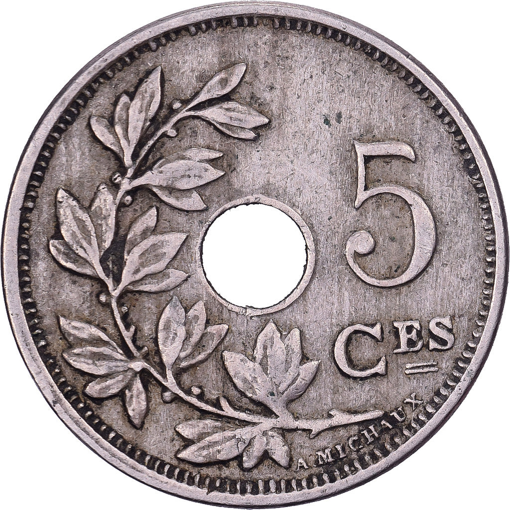 Bélgica, Albert I, 5 Centimes, 1913, Brussels, Cobre-níquel, EF(40-45), KM:66