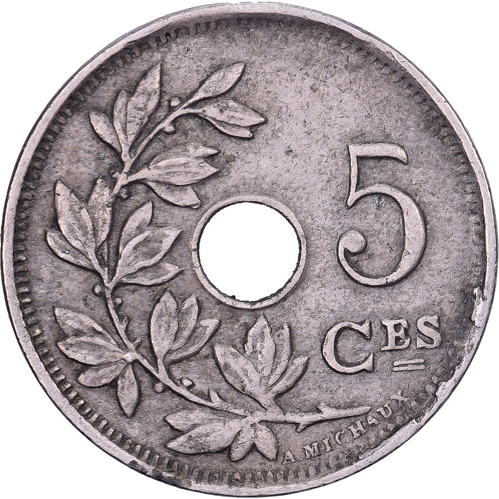 Belgio, Albert I, 5 Centimes, 1922, Brussels, Rame-nichel, BB, KM:66